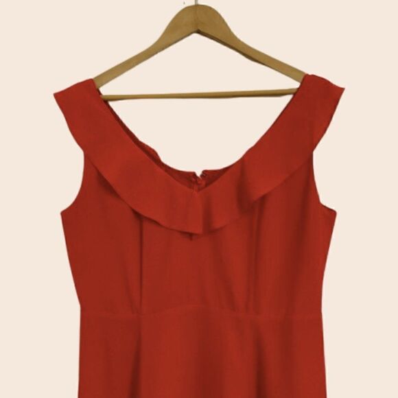 ASOS Red Ruffle Mini Fit & Flare Mini Dress Size 12 - Picture 2 of 10